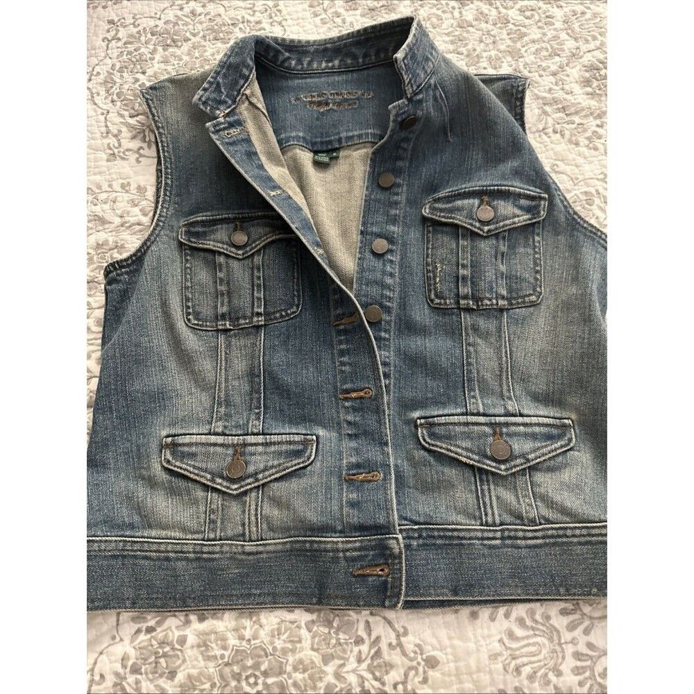 Lauren Jeans CompanyDenim Distressed Vest Women’s Medium Jean Sleeveless